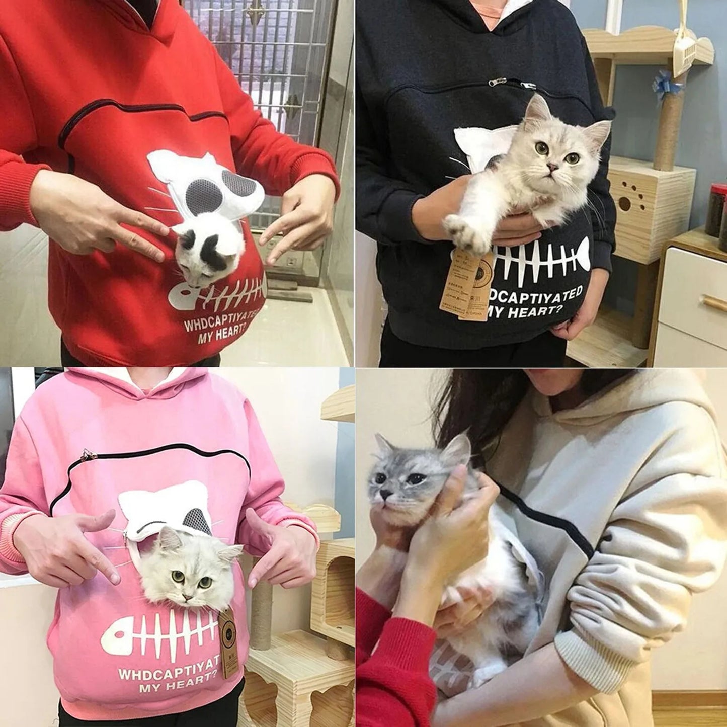 Women’s Cat Hoodie with Pet Pouch