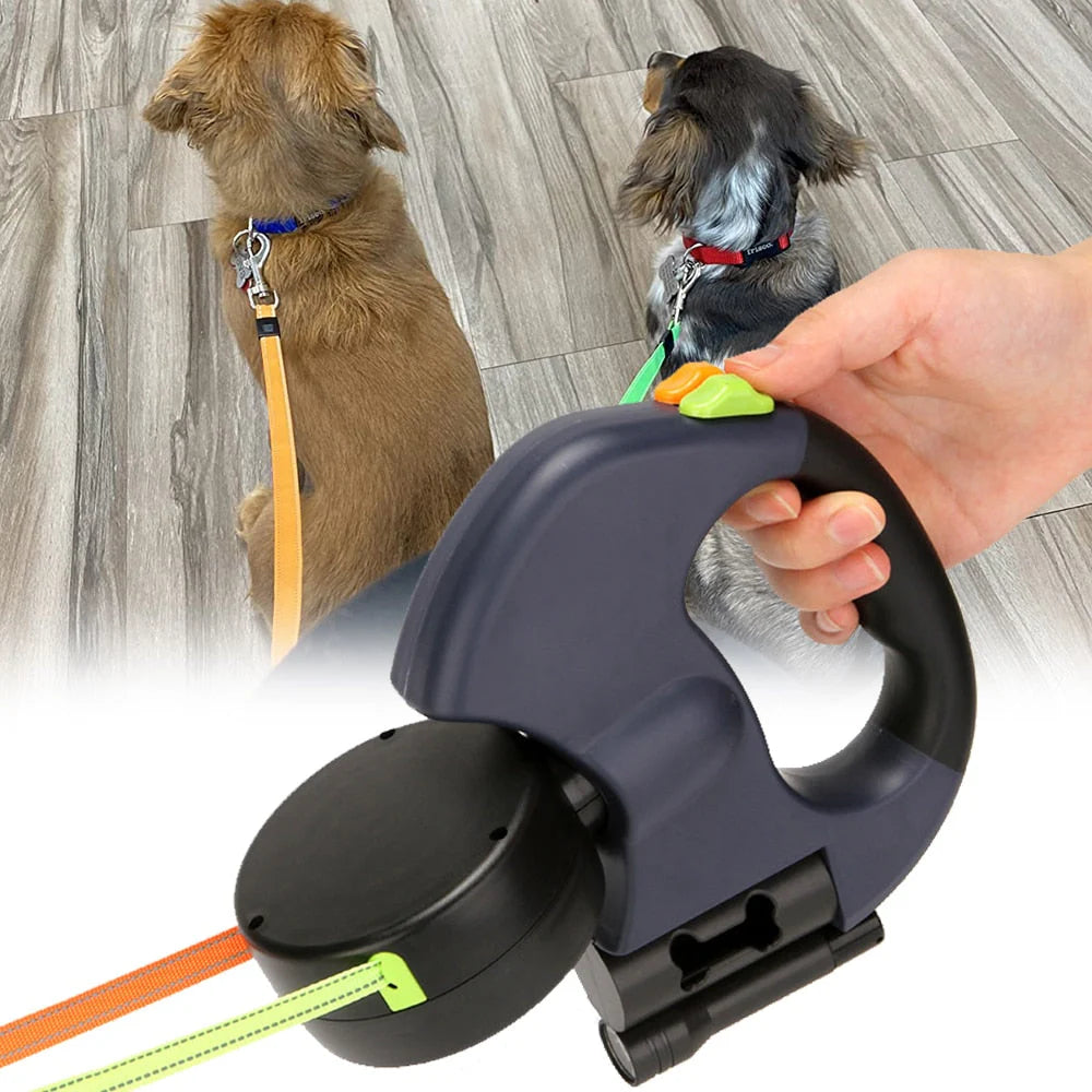 Dual Dog Leash With Flashlight