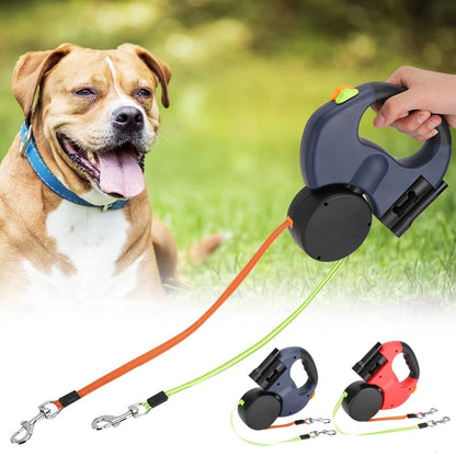 Dual Dog Leash With Flashlight