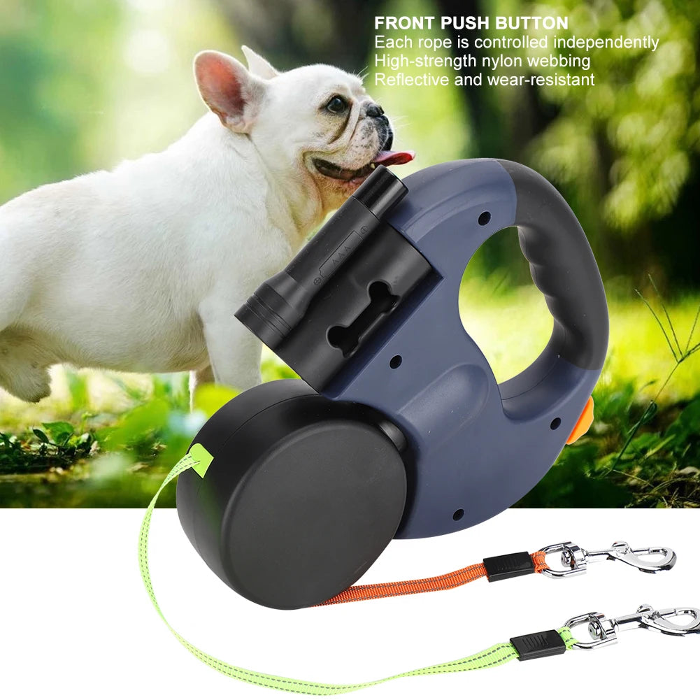 Dual Dog Leash With Flashlight